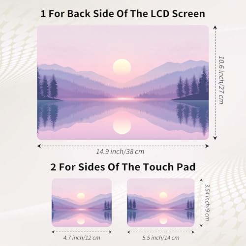 15.6 Inch Laptop Skin Sticker, Reusable Vinyl Cover Protector with 2 Wrist Pad Skins, Removable Waterproof Scratch-Resistant for 12-15.6 Inch Laptop Notebook,Mountain Lake At Dawn - color: Mountain Lake At Dawn