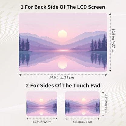 15.6 Inch Laptop Skin Sticker, Reusable Vinyl Cover Protector with 2 Wrist Pad Skins, Removable Waterproof Scratch-Resistant for 12-15.6 Inch Laptop Notebook,Mountain Lake At Dawn - color: Mountain Lake At Dawn