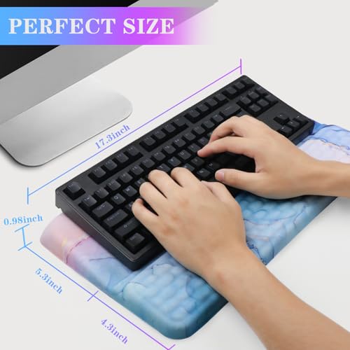 Computer Keyboard Stand with Wrist Rest, Ergonomic Tilted Keyboard Holder - Keyboard Riser with Wrist Pad - Keyboard Tray Support for Office Home - Aqua Marble - color: Keyboard Stand-aqua Marble