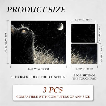 DEGDFSGR 12.1-15.6 Inch Universal Reusable Laptop Skin Sticker Decal,Waterproof Removable Protector for Notebook Cover,Scratch-Resistant Vinyl Cuttable Full Wrap Sticker, Black Cat Under Crescent Moon - color: Black Cat Under Crescent Moon