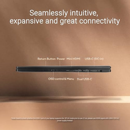 ASUS ZenScreen Duo Dual 14" 360° Foldable Portable Monitor (MB14FCD) - 16:10, 1920x1200 Full HD, IPS, Power Pass-Through, Dual USB-C, Mini-HDMI, Eye Care, Auto-Rotate, Sleek Design, 3 yr Warranty