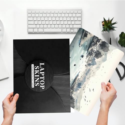 Universal Laptop Skin Sticker with 2 Wrist Pad Skins, Waterproof Scratch Resistant Vinyl Laptop Cover Decal, Cut to Fit for 11–15.6 Inch MacBook HP Dell Lenovo, Chinese Pastoral Painting - color: Chinese Pastoral Painting