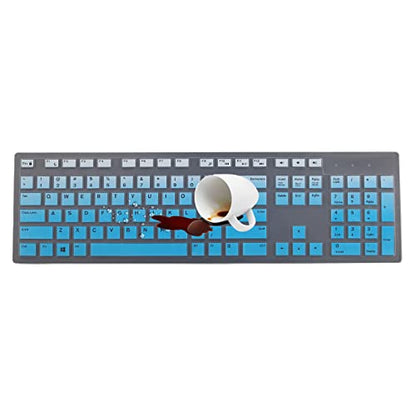 Keyboard Cover Skin for Dell KM636 KB216 KB216t KB216d KB216p Wired & Wireless Keyboard, Dell Optiplex 5250 3050 3240 5460 7450 7050, Dell Inspiron Desktop 24" 27" 5400 5490 7700 7790 3475 3670 3477 - color: Gradual Blue