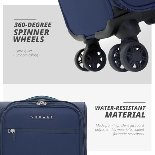 Verage Underseat Carry On Luggage with Wheels,14.5-Inch Plus Underseat | Personal Item Bag,Airline Approved, Laptop Compartment, USB Charging Port - color: Navy, size: 14.5-Inch Plus Underseat