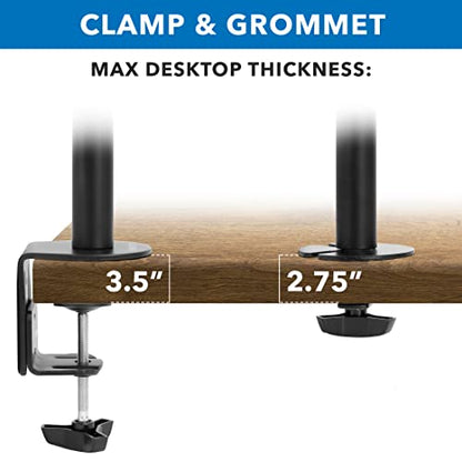 Mount-It! Triple Monitor Mount 3 Screen Desk Stand for LCD Computer Monitors for 19 20 22 23 24 27 Inch Monitors VESA 75 and 100 Compatible Full Motion, 54 lbs Capacity (MI-1753),Black