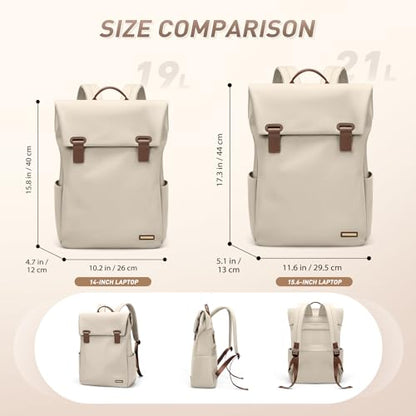 Women Laptop Backpack Computer Backpacks Carry On Waterproof backpack Fits 14Inch Notebook Travel Commute College (Apricot) - color: Elegant Apricot, size: 14 Inch