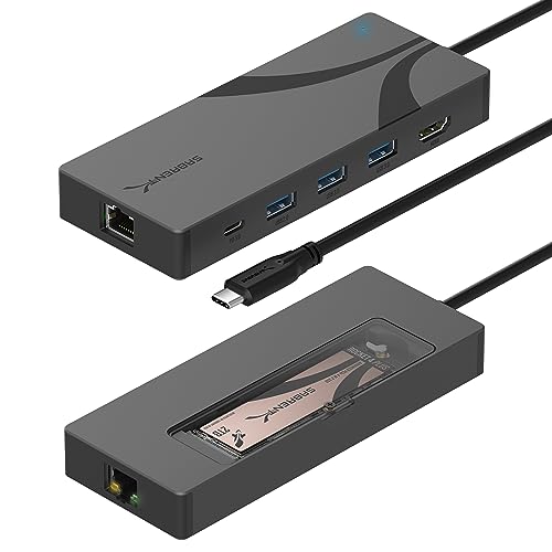 SABRENT USB-C 6-Port Hub & M.2 SSD Dock, 4K HDMI, 90W PD (HB-6PNV) | M.2 SSD slot; USB 3.0 & 2.0; 4K HDMI; RJ45 Gigabit Ethernet; 90W power delivery - color: Dark Gray