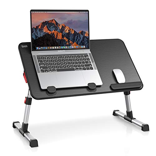 Laptop Desk Table, SAIJI Adjustable Laptop Stand, Portable Lap Desks with Foldable Legs, Notebook Standing Breakfast Tray Reading Desk for Sofa Couch Bed Floor (Black,Medium Size) - color: Black, size: 20.5*11.8 inches