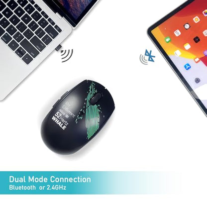Wireless Mouse (Bluetooth+2.4G) Rechargeable Portable Silent Computer Mouse with Quiet Click and 3 DPI for Laptop/PC/Mac/MacBook/Chromebook/Surface Pro/iPad/Tablet (Whale1) - color: Whale1