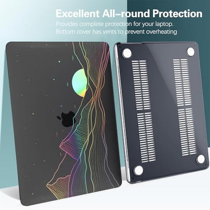 Clear Black Case for MacBook Pro 13 inch 2022-2016 M2 M1 A2338 A2289 A2251 A2159 A1989 A1706, Plastic Hard Shell Case & Keyboard Cover, Sunrise - color: Clear Black Sunrise