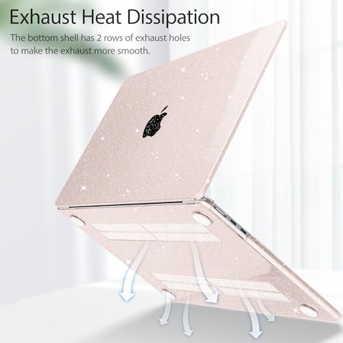 May Chen Case for MacBook Air 13/13.6-inch (M5/M4/M3/M2, 2022-2026 Models A3449 A3240 A3113 A2681), Lightweight | Closes Seamlessly | Ideal for Work Hard Shell Case, Sakura Pink Glitter - color: Sakura Pink Glitter