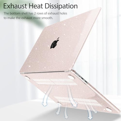 May Chen Case for MacBook Air 13/13.6-inch (M5/M4/M3/M2, 2022-2026 Models A3449 A3240 A3113 A2681), Lightweight | Closes Seamlessly | Ideal for Work Hard Shell Case, Sakura Pink Glitter - color: Sakura Pink Glitter