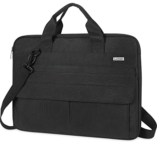 LANDICI Laptop Bag Carrying Case 15.6 Inch with Shoulder Strap, Slim Waterproof Computer Sleeve Cover Compatible with MacBook Pro 15/16, 15-16 Inch HP Acer Dell Lenovo ASUS Laptop, Black - color: Black, size: 14-15.6 Inch