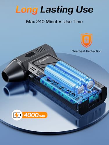 Electric Air Duster, 130,000RPM Compressed Air Duster Rechargeable with 4-Speed Settings, Mini Turbo Jet Fan Blower Portable USB-C for Keyboards PC Electronics Cars (Black)
