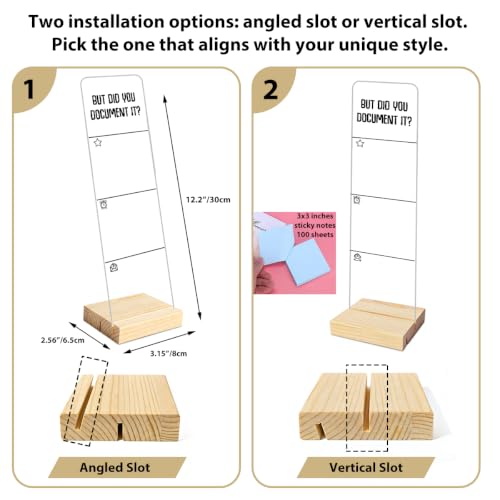 Monitor Memo Board with Removable Wooden Base Acrylic Portable Sticky Note Holder, But Did You Document it? Logo Office Desk Desk Set Sticky Notes 100 Sheets - color: Did You