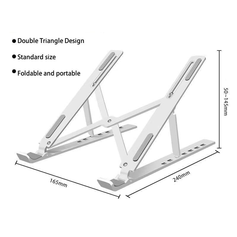Adjustable Laptop Stand for Desk, Foldable Aluminum Laptop Holder with Cooling Design, Portable Laptop Riser for MacBook, Notebook, Tablet (White) - color: White
