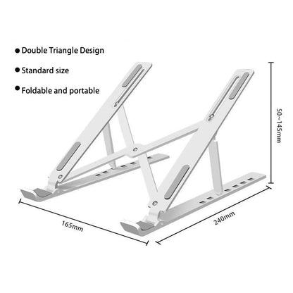 Adjustable Laptop Stand for Desk, Foldable Aluminum Laptop Holder with Cooling Design, Portable Laptop Riser for MacBook, Notebook, Tablet (White) - color: White