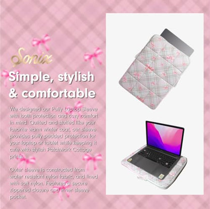 Sonix | Puffy Laptop Sleeve | 15-16 Inch, Quilted Pillow Puffer Laptop Carrying Case, Computer Sleeve | Clueless Pink - color: Clueless Pink