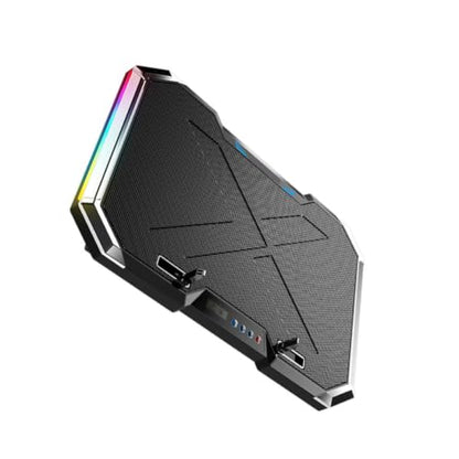 Veemoon Adjustable Laptop Cooling Pad with RGB LED Fan 7-Angle Height Adjustable Alloy Stand USB Powered Laptop Fan Cooler and Notebooks