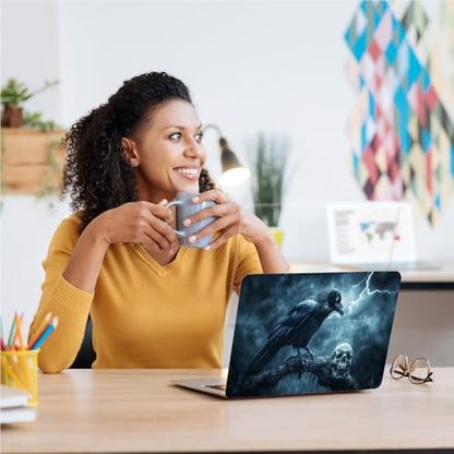 Universal Laptop Skin, DIY Cut-to-Fit Vinyl Cover Compatible with HP, Dell, Lenovo, Mac (13.3" to 15.6"), Anti-Scratch, No Residue & Bubble-Free Protective Decal Sticker, Gothic Raven Skull - color: Gothic Raven Skull