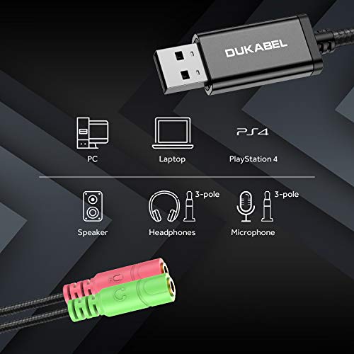 USB Audio Adapter with 3.5mm Jack External USB Sound Adapter - 30CM/2Pack | USB External Stereo Sound Card with 3.5mm Earphone and Microphone for PS4, PS5, Windows, Mac, Linux, Plug and Play - size: 9.8 inch / 25 cm/2Pack