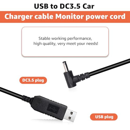3.3Ft USB to DC Car Charger Cable for Furrion FOS07TADS Vision S Monitor Replacement Power Supply Cord for 7-Inch Screen Display, Compatible with Hitch Wireless Backup Camera FOS48TA-BL & FOS48TAPK-BL - size: 3.3FT
