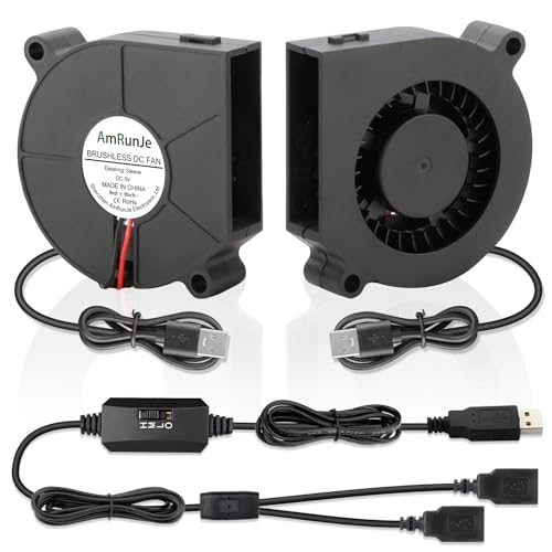 60mm Small USB Blower Fan 5V with 3 Degree Speed for Helmet 2pcs | Brushless DC Squirrel Cage Fan, Electronic Cooler for Cooling Xbox Computer Case Cosplay Costume Helmet PC Receiver - size: 2x 60mm x 15mm
