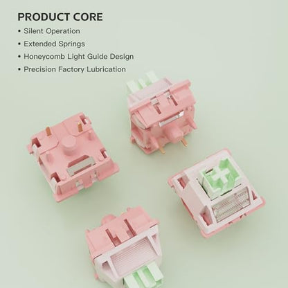 Outemu V3 White Peach Slient Pro Switches,5 Pin 40gf Mute Pre-lubed Dustproof Linear Switch,Suitable for MX Mechanical Gaming Keyboards(10Pcs) - color: White Peach(Linear Silent), size: 10Pcs