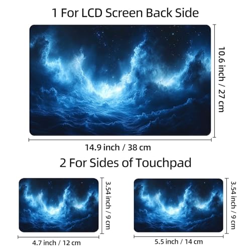 Universal Laptop Skin Sticker Decal, 12"-15.6" Aesthetic Vinyl Wrap, Cosmic Nebula Ocean Waves Waterproof Notebook Cover Art Protector for MacBook HP Dell Lenovo, Fits 13" 14" 15" 15.6" - color: Cosmic Nebula Ocean Waves