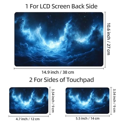 Universal Laptop Skin Sticker Decal, 12"-15.6" Aesthetic Vinyl Wrap, Cosmic Nebula Ocean Waves Waterproof Notebook Cover Art Protector for MacBook HP Dell Lenovo, Fits 13" 14" 15" 15.6" - color: Cosmic Nebula Ocean Waves