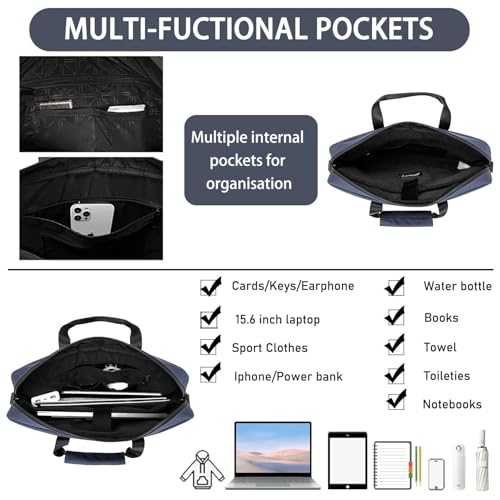 BESMART Waterproof RFID Laptop Bag fits 15.6 Inch Computer, Shoulder Business Briefcase Bag Crossbody Messenger Bags for Men - color: Navy