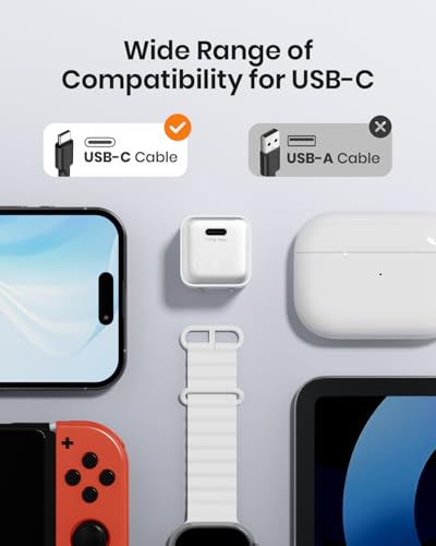 30W Compact Wall Charger, USB C Charger Block with GaN III Tech, PD3.0 PPS QC4.0 Fast Charging Foldable Power Adapter for iPhone 17 16 15, Galaxy, Pixel, iPad, AirPods(White with Cable, 2 Pack) - color: White, size: 2 Pack+Cables