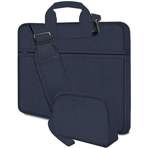 Hseok Laptop Shoulder Bag 15.6-16 inch Case,Water-Resistant Shockproof Computer Handbag with Small Case Compatible with MacBook Pro/Neo 16",Mac Air 15 M5, XPS 15/16 and most 15.6-16 PC,Blue - color: Dark Blue, size: 15.6-16"