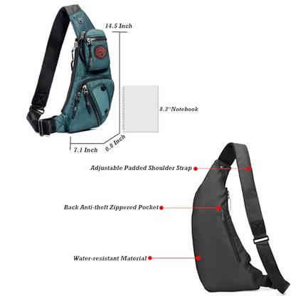 NICGID Sling Bag Chest Shoulder Backpack Crossbody Daypack for Men Women | Travel Outdoor Hiking Concealed Carry Fishing Fanny Tool Small Casual - color: Dark Green-2620n