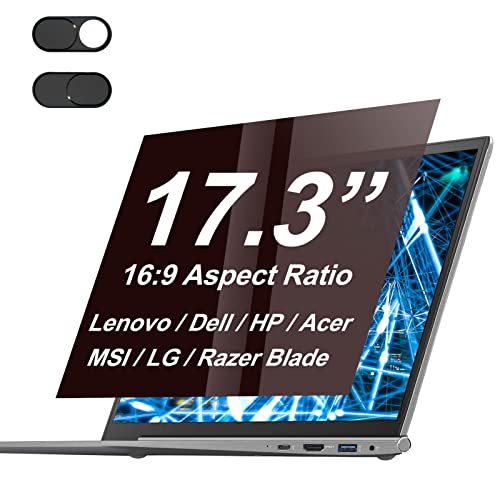 17.3" Laptop Privacy Screen Protector for 16:9 Aspect Widescreen Computer Monitor, 17.3 Inch Eye Protection Privacy Laptop Screen Filter Anti-Glare Anti-Blue Light Privacy Film Bubble Free - size: 17.3 Inch (16:9 Aspect Ratio)