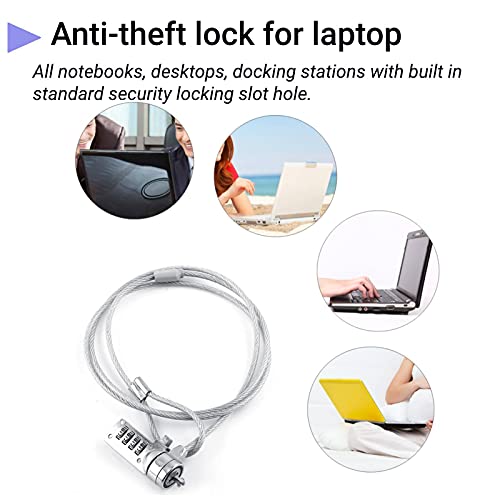 Laptop Lock Cable Chain, Theft Deterrent 4 Digit Password for Notebook PC, for Notebooks/Desktops with Built in Standard Security Locking Slot Hole