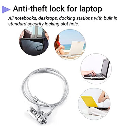 Laptop Lock Cable Chain, Theft Deterrent 4 Digit Password for Notebook PC, for Notebooks/Desktops with Built in Standard Security Locking Slot Hole