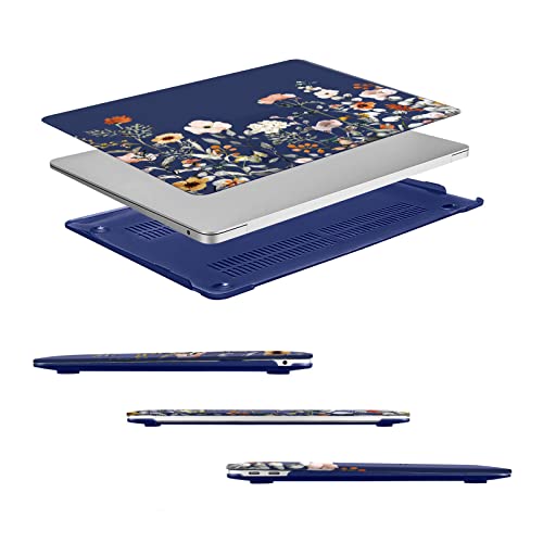 MOSISO Compatible with MacBook Air 13 inch Case M1 2022-2018, Blue | Retina Display, Plastic Garden Flowers Hard Shell&Keyboard Cover&Screen Protector, Release A2337 M1 A2179 A1932 - color: Blue