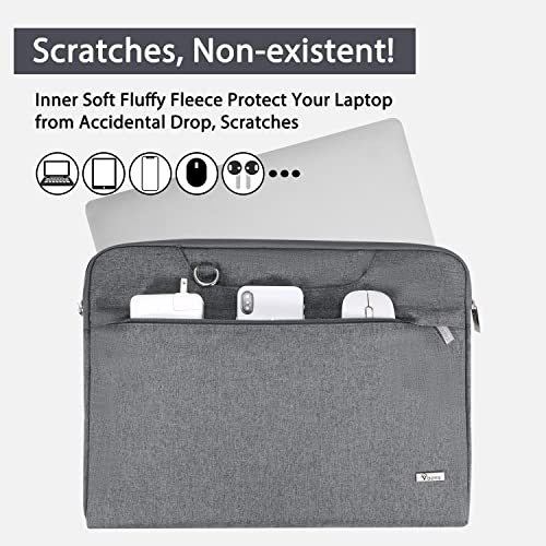Voova Laptop Case 13 14 15 16 17 Inch with Shoulder Strap, Waterproof Laptop Bag Sleeve Slim Briefcase - color: Grey, size: 15-16 inch