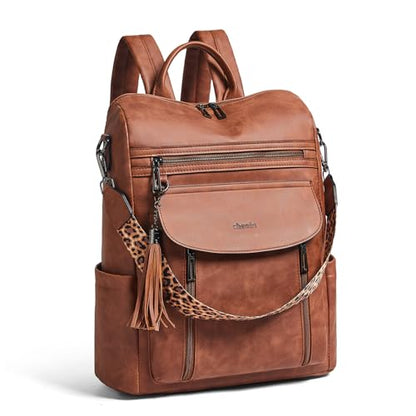 Laptop Backpack for Women 15.6 inch,Travel Leather Backpack Purse Nurse Teacher Carry on Backpack Computer Bag,Professional Water-Resistant College Business Work Casual Daypack,Nubuck Brown - color: Nubuck Brown