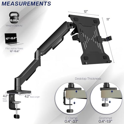 VIVO Universal Adjustable 10 to 15.6 inch Laptop Mount for Desk, Single Mechanical Arm VESA Notebook Stand with C-clamp and Grommet Options, Black, STAND-V001O-L