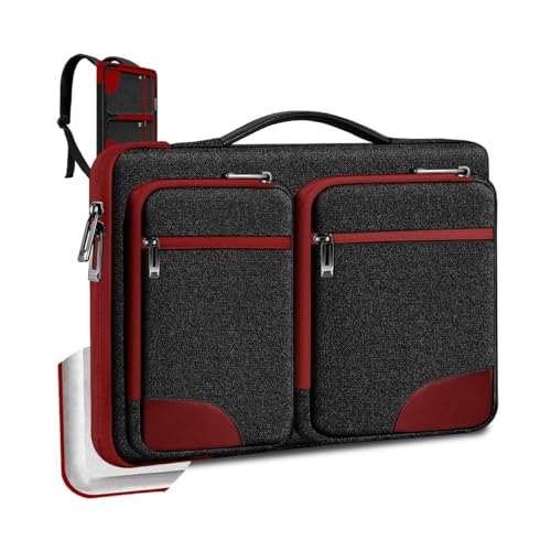 Hseok Laptop Case 15 15.6 16 inch Sleeve with Handle and Hidden Straps,Compatible with MacBook Neo 16",MacBook Pro Air 16" 15", 360°Protective PC Briefcase with 4 Pockets for Accessories,Red - color: Red, size: 15"-15.6"