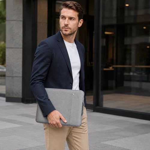 RAINYEAR 15.6 inch Laptop Sleeve Carrying Case with Handle & Pocket, Gray | Protective Padded Polyester Laptop Sleeve Case Briefcase Compatible with 15.6 Inch Notebook Computer Chromebook - color: Gray, size: 15.6"