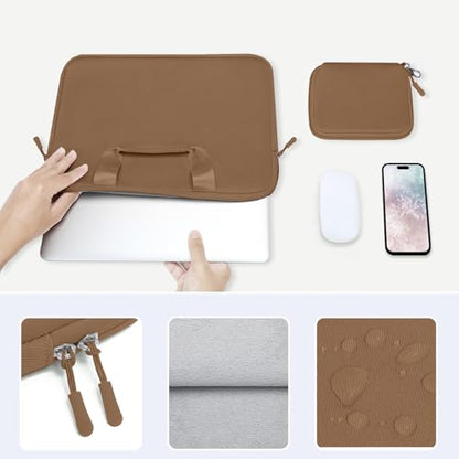 MOSISO Laptop Case 13.3 inch, 13-13.3 inch Laptop Sleeve Carry Computer Bag | Compatible with MacBook Air/Pro 13/Pro 14, HP Dell ASUS Lenovo, Neoprene Bag with Handle&Detachable Small Case, Mocha - color: Mocha, size: 13.3 inch