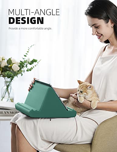 Lamicall Tablet Pillow Holder Stand - Tablet Pillow Soft Pad for Lap | Tablet Holder for Bed and Desk with Pocket & 4 Viewing Angles, for iPad Pro Air, Mini, Kindle, iPhone, 4-13" Devices, Green - color: Green