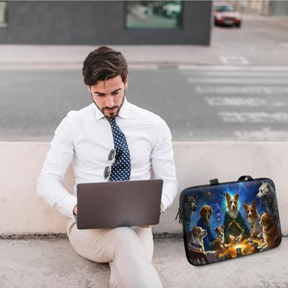 14" 15" Laptop Handle Bag Computer Bag,14.2" 15.4 inch Pouch Holder Notebook Sleeve Cover Compatible for Dell,Lenovo,Toshiba HP, Asus Notebook Messenger Briefcase-Dog Cards - color: Dog Cards