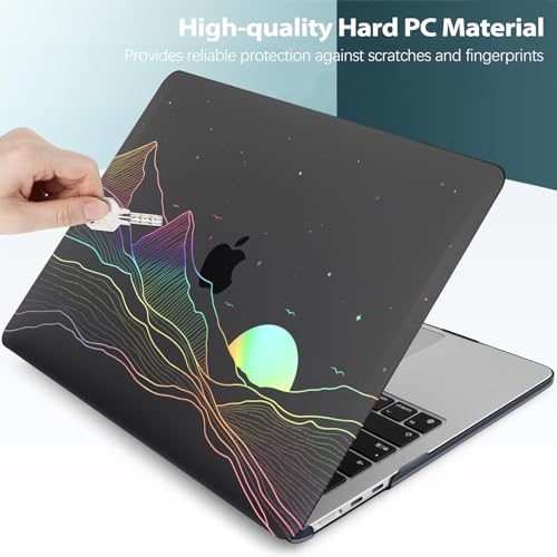Compatible for MacBook Air 15 inch Case 2026 M5, 2023-2025 M4/M3/M2 A3448 A3241 A3114 A2941, Protective Plastic Hardshell & Keyboard Cover for Mac Air 15 inch Case, Clear Black Sunrise - color: 01 Clear Black Sunrise