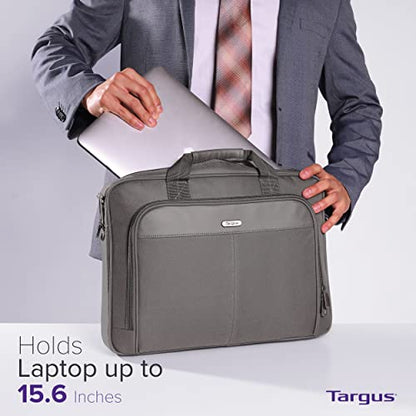 Targus 15-16 Inch Classic Slim Laptop Bag, Gray - Ergonomic Briefcase and Messenger Bag - Spacious Foam Padded Laptop Bag for 16" Laptops and Under (TCT027US) - color: Gray, size: 16 inch