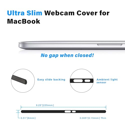 Eyebloc Magnetic Camera Cover for Laptop - 0.01-Inch Profile & Slim Webcam Cover - Magnetic Slide Privacy Control & Laptop Accessories - Pre-2020 Notch-Free Models, Black