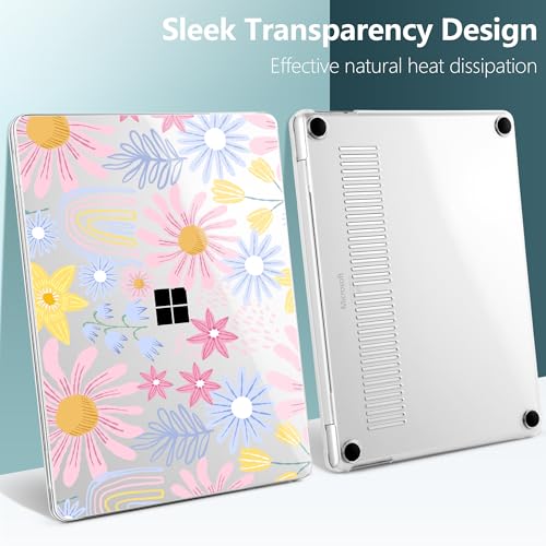 Batianda Case for Microsoft Surface Laptop 13 inch 2025 2026, Retro Rainbow | Fits Model 2095, Artistic Patterns Ultra-Slim Lightweight Scratch-Resistant Hard Shell with Professional Protection - color: Sunflower